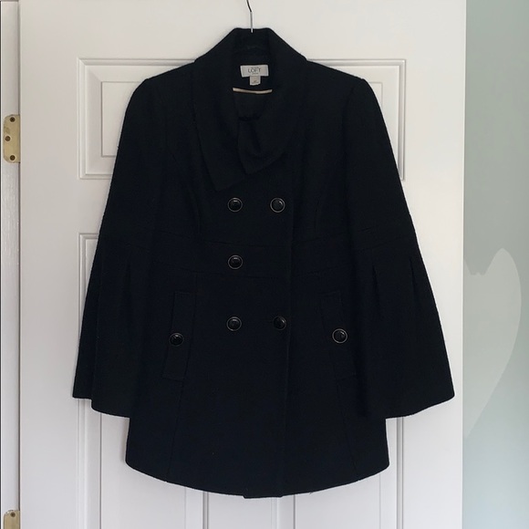 LOFT Black Wool Bell Sleeve Button Coat - Picture 3 of 10